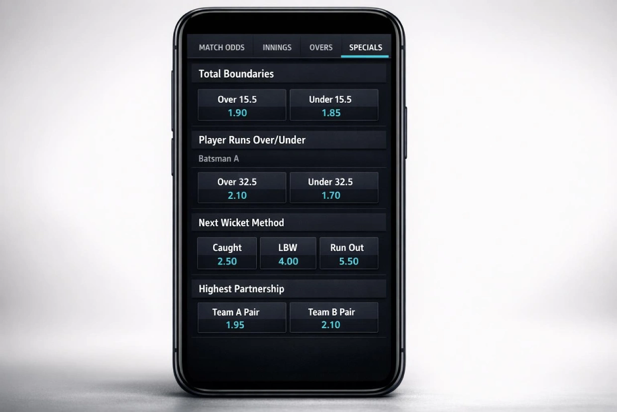 Fancy betting market options for online cricket betting on Mahadev Book